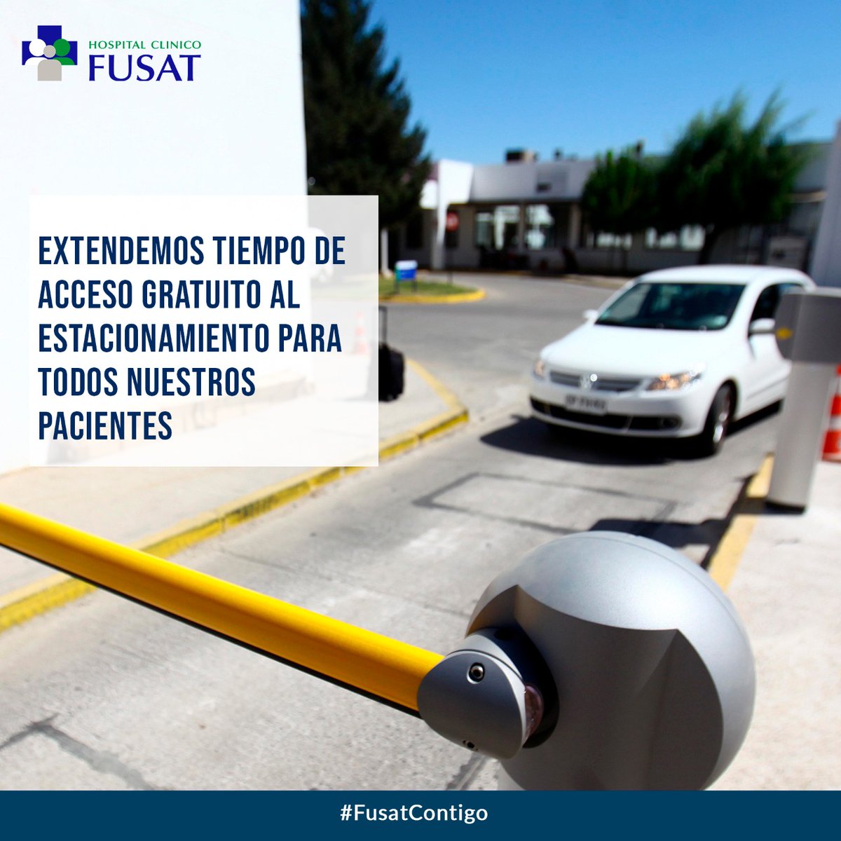 ClinicoFusat's tweet photo. Desde el 29 de marzo, extendemos el tiempo de gratuidad en el estacionamiento para nuestros pacientes, quienes contarán con 90 minutos sin cargo cuando reciban atención en cualquiera de los servicios de nuestro Hospital Clínico #FusatContigo #Rancagua #Fusat #HospitalClínicoFUSAT https://t.co/PenUPbNOkv