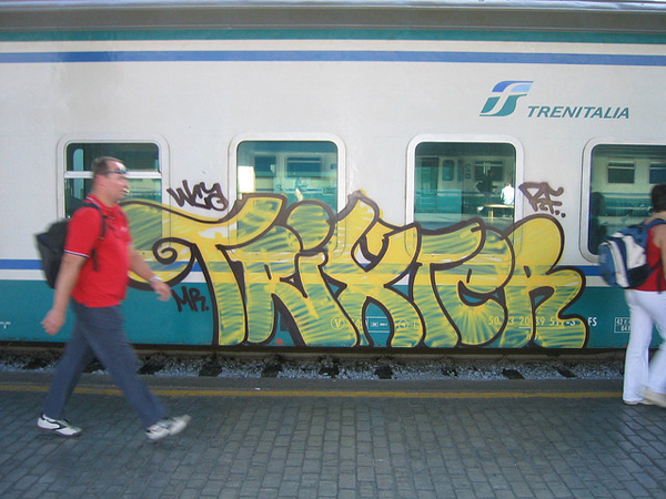 That raw dawg. Florence, Italy. From a degen #Spraycation of the past. Early 2000's.

If it ain't illegal, it ain't Graffiti.  #MRTRIXTER #traingraff #subwaygraffiti #subwayart #heavyetal
