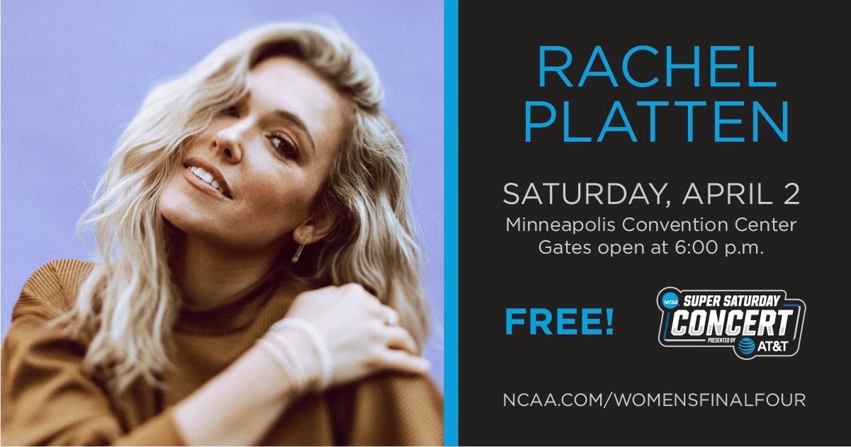 🚨 #WFinalFour SUPER SATURDAY ARTIST ALERT 🚨 @rachelplatten will own the stage for the @ATT Super Saturday concert on April 2nd! Make your plans 👉 on.ncaa.com/SSConcert