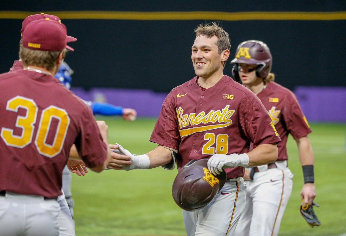 GopherBaseball's tweet photo. Jack Kelly's @B1Gbaseball ranks:

SLG%: .784 (1st)
Triples: 3 (1st)
Avg.: .405 (3rd)
OB%: .477 (7th)
RBI: 25 (7th)

Kelly is ʀᴀᴋɪɴɢ in his senior year 😈 https://t.co/bL80LpSvbL