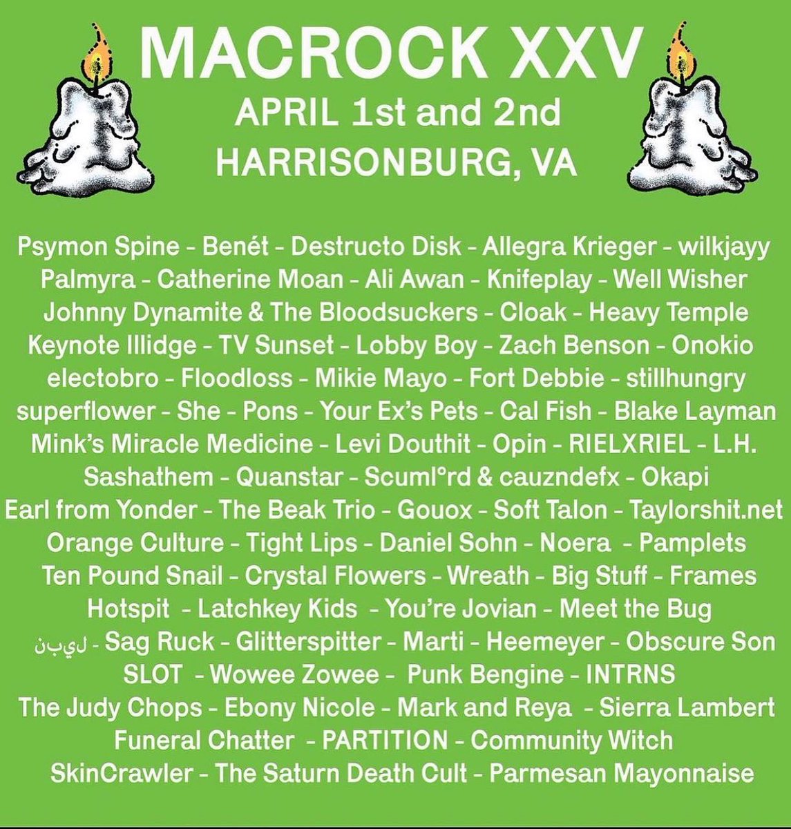 it’s almost time for <a href="/macrockva/">MACROCK!</a> XXV babyyy⁣ 👁👁👁 find us at the label expo saturday april 2nd 11-3 pm at the golden pony ~ then the accountability in diy panel at 1 pm at the three notch’d valley collab house ☺️ more info + tix at macrockva.org ~ say hi! 🧟