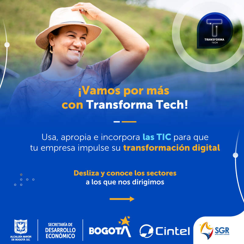 CINTELColombia's tweet photo. ¡Atención MiPymes de Bogotá!
Últimos días de convocatoria #TransformaTech. No dejes pasar la oportunidad de aumentar la productividad y competitividad de tu empresa a través de la tecnología.
No te quedes por fuera e inscríbete antes del 31 de marzo: https://t.co/Gdd0n6RPnu