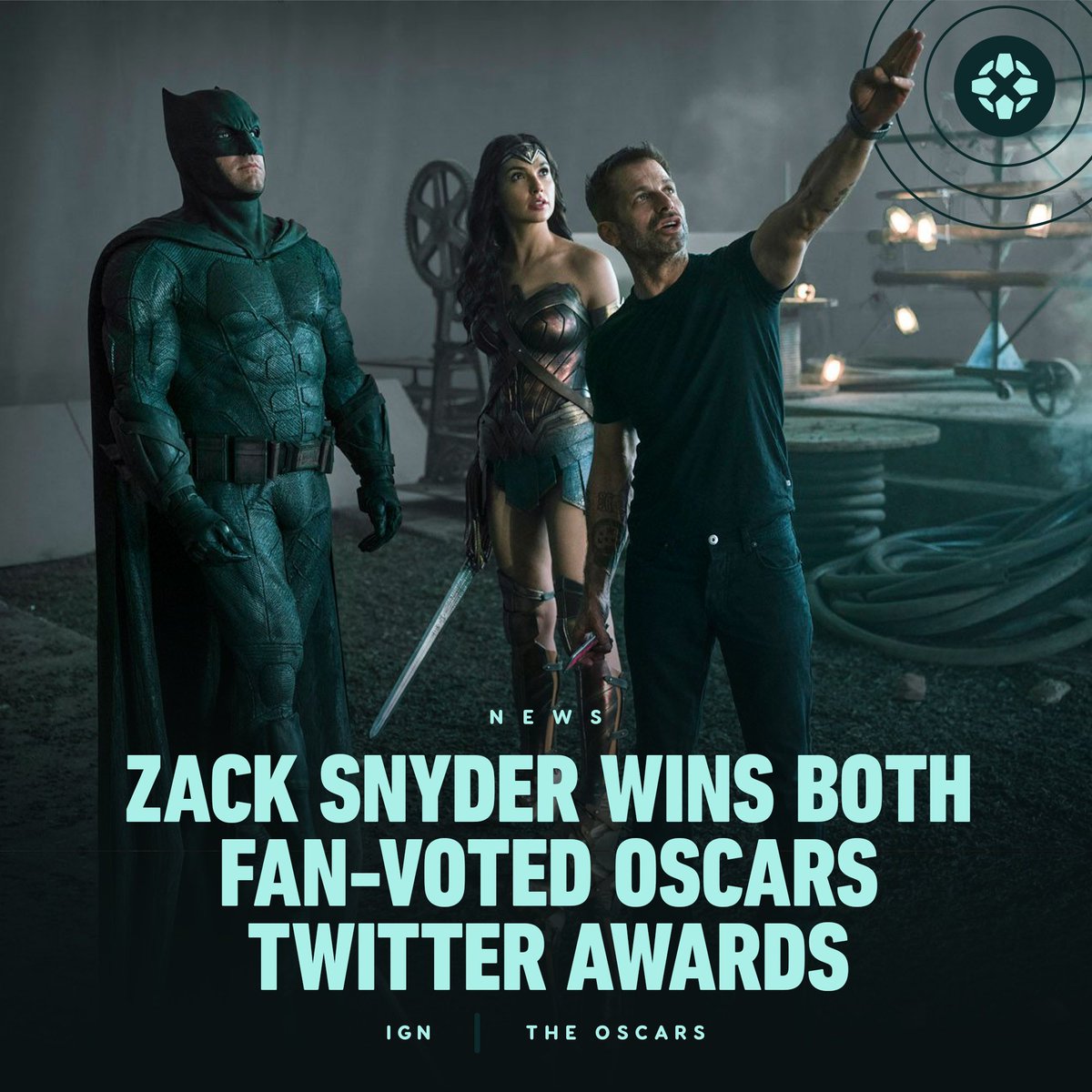 IGN's tweet photo. According to Twitter, Zack Snyder's Justice League had the #1 Cheer-Worthy Moment in Movies, as well as the overall Oscars Fan Favorite. https://t.co/KeQO0lwcej https://t.co/o5qgZBZRBA
