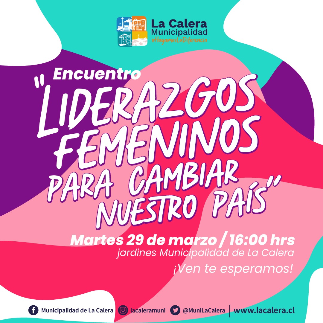 #DIDECO #MESDELAMUJER #TODASINVITADAS
🙋‍♀️ LIDERAZGO FEMENINOS - PARA CAMBIAR NUESTRO PAÍS - 🙋‍♀️

📅 ¿CUÁNDO?
Martes 29 de marzo.
📍 ¿DÓNDE?
Jardines Municipales.

🕓 ¿HORARIO?
16:00 horas.