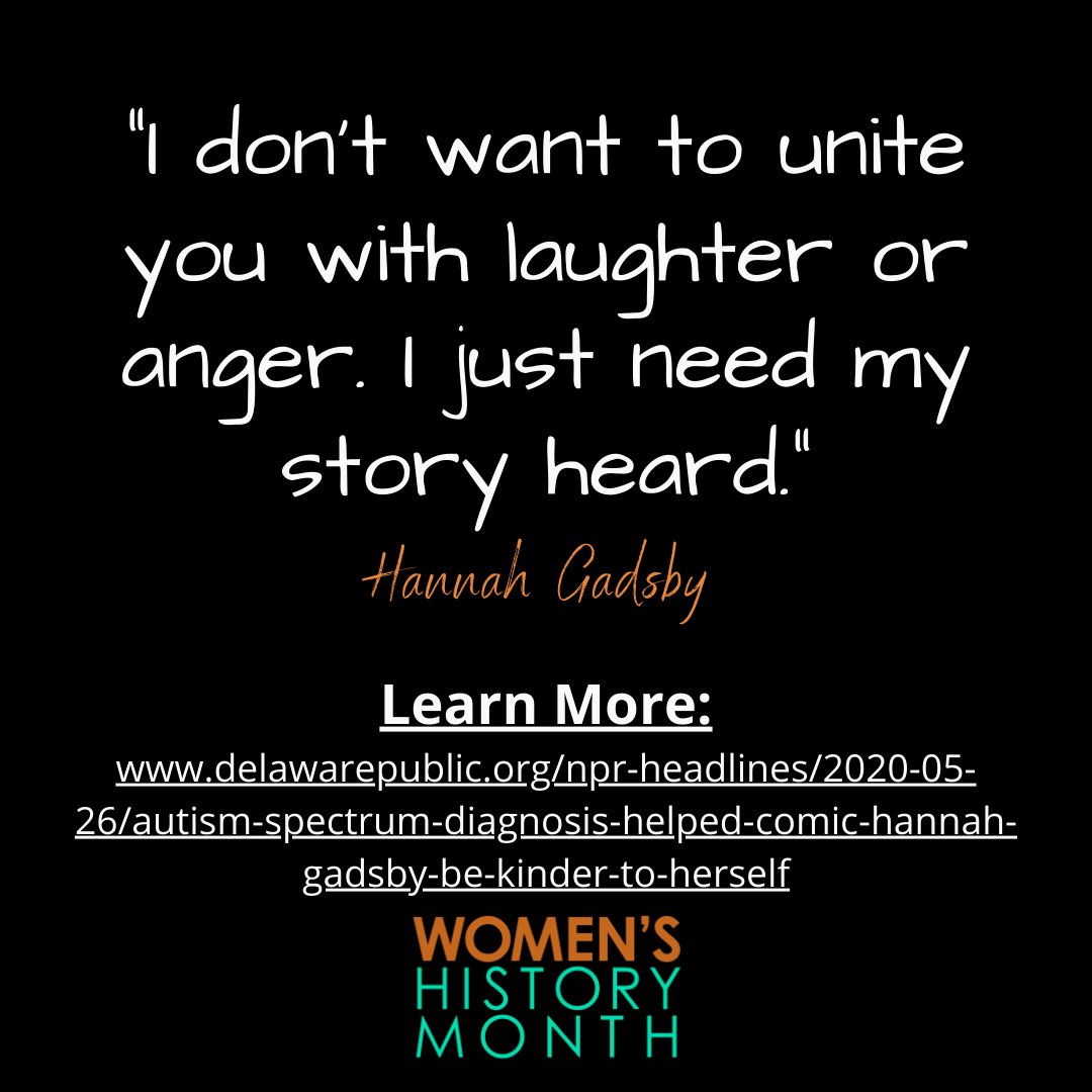 #WomensHistoryMonth2022 Today we introduce Hannah Gadsby - Australian comedian, writer, and actress. Hannah's breakout comedy special, "Nanette," earned her a Peabody and an Emmy Award and started a broader conversation about comedy and trauma. delawarepublic.org/npr-headlines/…