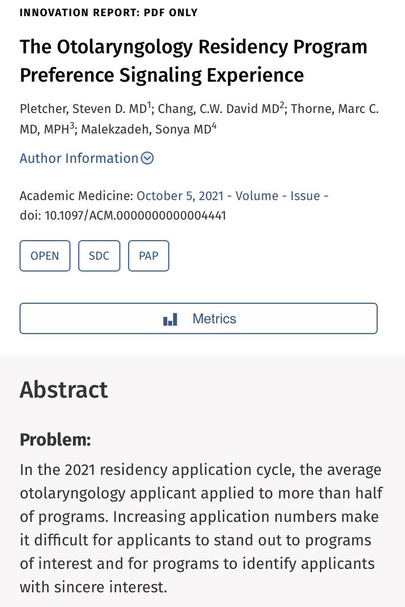 Matt Klein (@mkleinmd) on Twitter photo Learn more the Preference Signaling experience from our ENT colleagues in <a href="/AcadMedJournal/">Academic Medicine</a>:
journals.lww.com/academicmedici…
#CORDAA22 #EMBound Learn more the Preference Signaling experience from our ENT colleagues in <a href="/AcadMedJournal/">Academic Medicine</a>:
journals.lww.com/academicmedici…
#CORDAA22 #EMBound