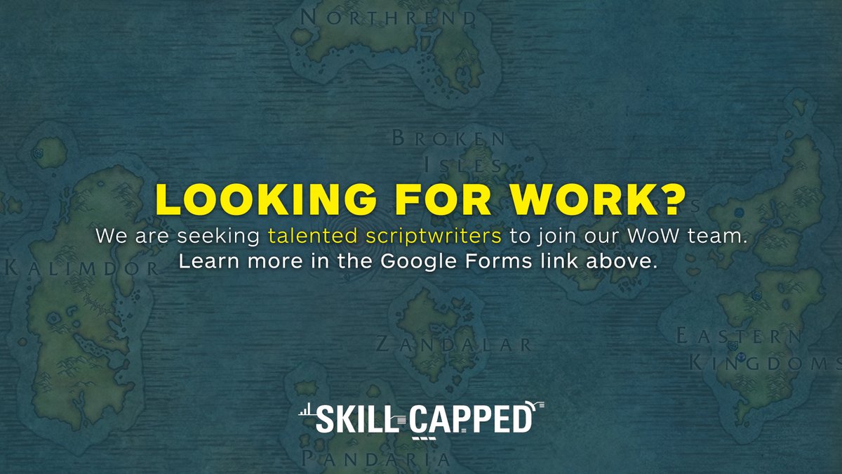 Do you have a technical understanding of WoW PvP and a passion for writing? Perfect! We want to hear from you. 

Fill out this form if you are interested in joining the Skill-Capped WoW team: forms.gle/DARdzAXH19UwPX…