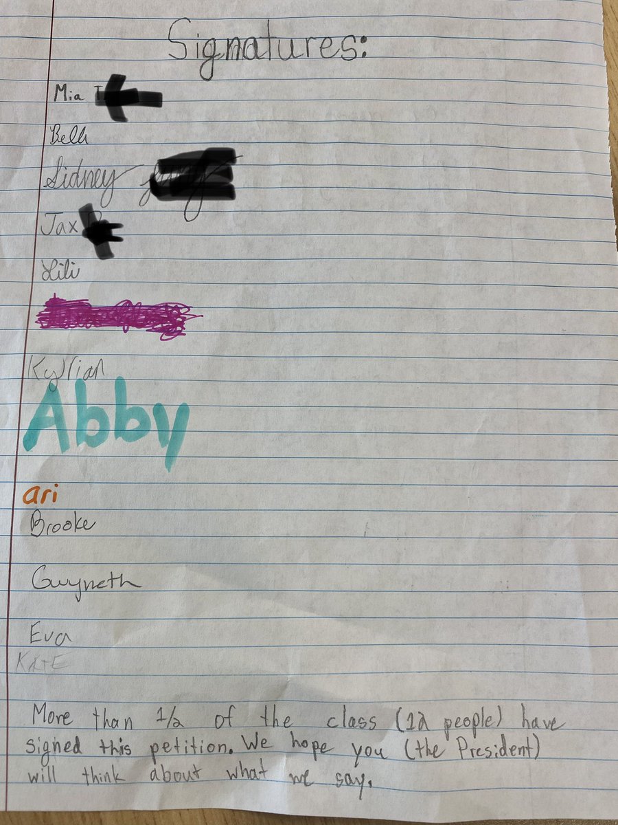 We have been studying the US Constitution and Bill of Rights. I love that my students took it upon themselves to respectfully create a petition to bring about change. Democracy at work! <a href="/CCE_Comets/">Clay Center Comets</a>