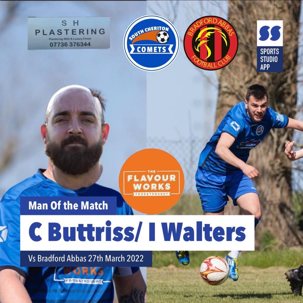 Comets 2-3 Bradford Abbas 

Comets goals from Craig Buttriss and Iwan Walters with MOM split between the scorers.

Full report on our Facebook  and instagram. 💫💫💫