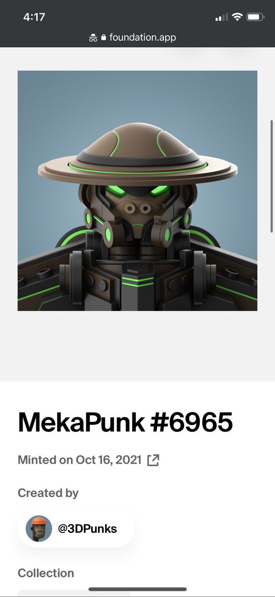 BHSG_Ethan's tweet photo. @NFTjordy @MekaVerse @BountyHunterNFT Looks like the art existed on Oct 2021 as a 1 of 1 on ETH. I remember seeing this before! Unless the artist is reasing a collection on Solana then I’m not sure… https://t.co/i2zWLjxh4C