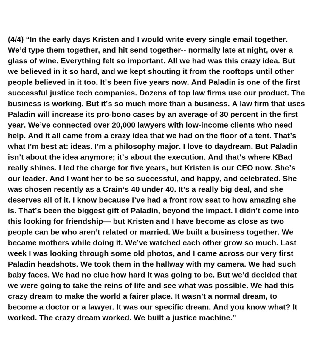 humansofny's tweet photo. (4/4) “In the early days Kristen and I would write every single email together. We’d type them together, and hit send together-- normally late at night, over a glass of wine. Everything felt so important. All we had was this crazy idea. But we believed in it so hard..." https://t.co/2rCHv9ADrl