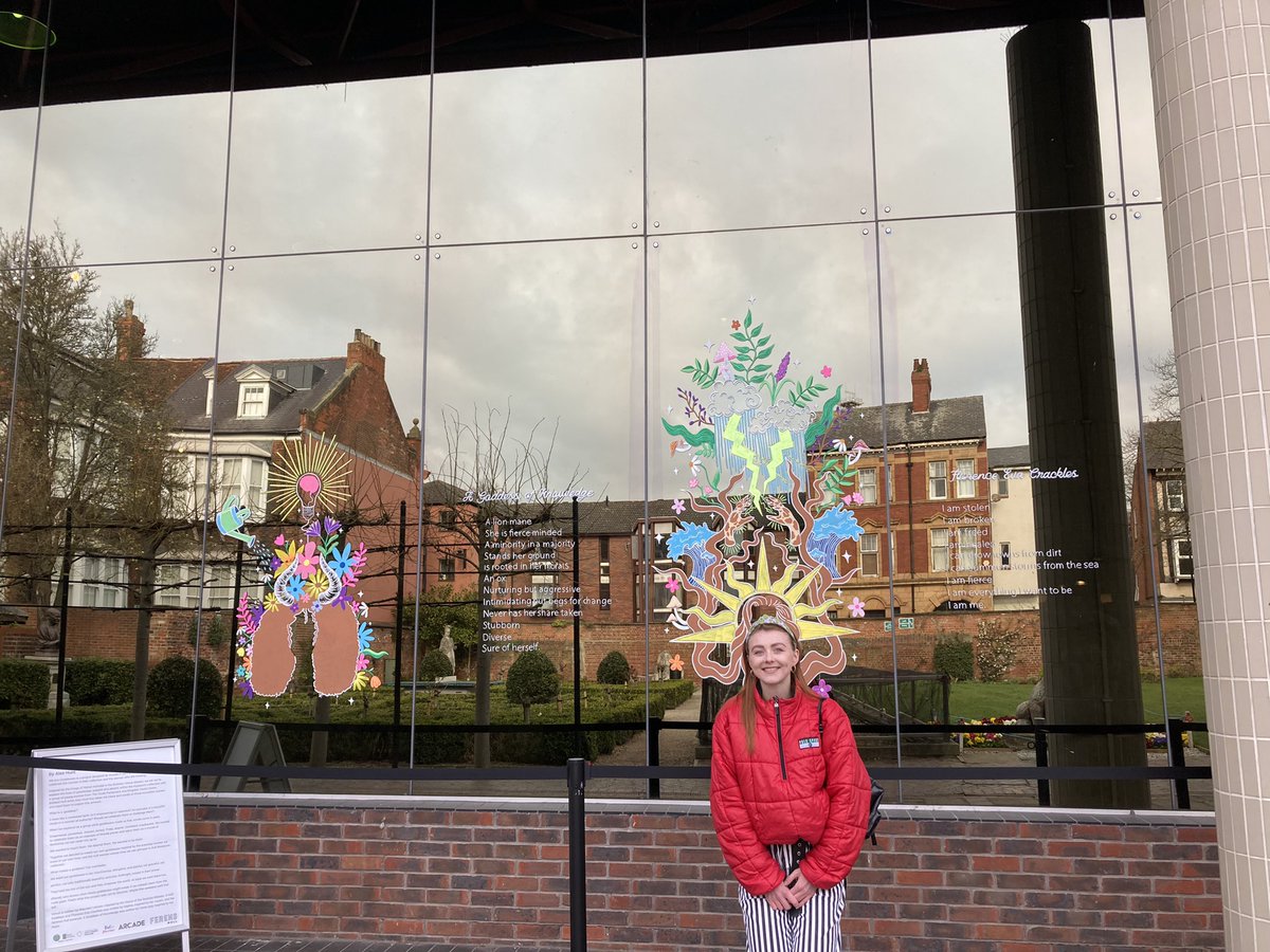 SallyFairfax's tweet photo. On @BBCSounds @andycomfort @RadioHumberside , Hear about @titsandbits_xo ‘s illustrations on the side of @Hull_Museums streetlife museum, helping you to find your inner goddess. They’re there till Sunday. https://t.co/DsuyWI7THe