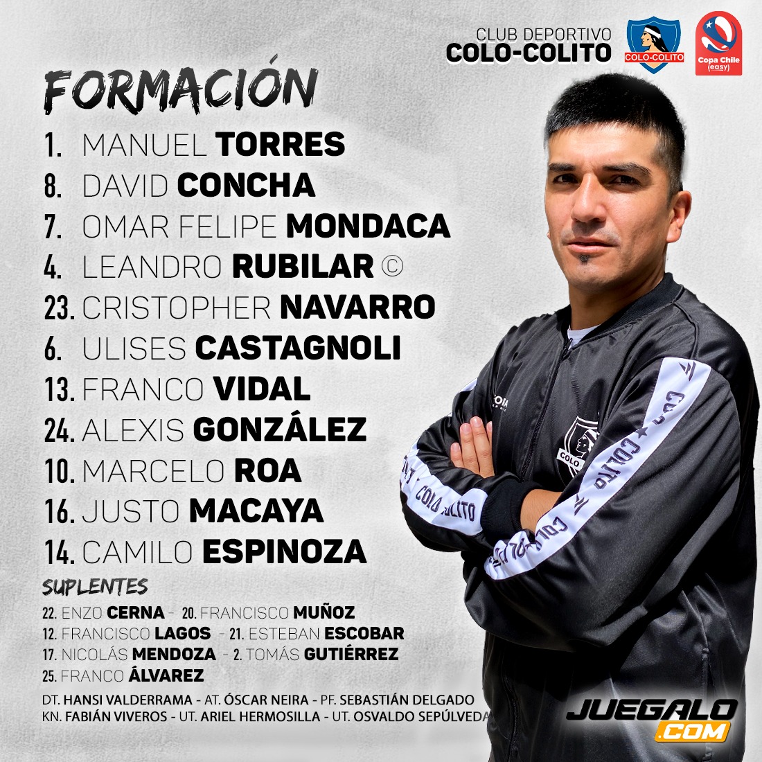 CDColoColito's tweet photo. 🔥NUESTROS 1️⃣1️⃣ GUERREROS QUE SALDRÁN AL CAMPO DE JUEGOS PARA ENFRENTAR A @futboludec POR COPA CHILE💪🏻⚪⚫

#ELMÁSQUERIDO⚪⚫ https://t.co/hiAYpsRdMd