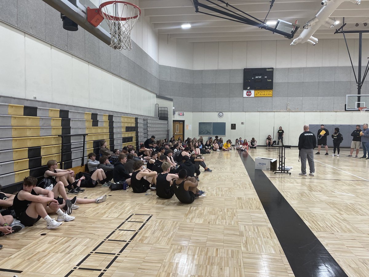 NewtonHSKS's tweet photo. Coach Remsberg giving a pep talk to the track team. We are lucky to have him leading the way! #RailerFamily https://t.co/lw2TKzjUgw
