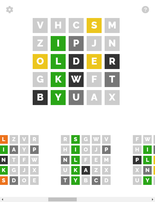 AlteredTree's tweet photo. I finished coding this sliding-blocks Wordle variant a couple of weeks ago, but it took me some time to get round to properly putting it on the internet. Here you go!
https://t.co/hIUfsb2Bne https://t.co/0pNYNaK9B0