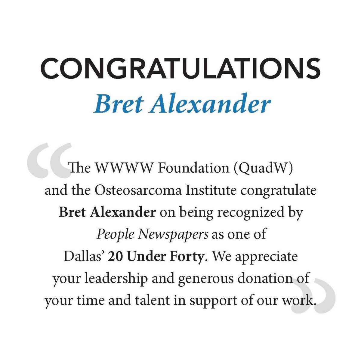 OSInstitute's tweet photo. Bret Alexander, OSI Trustee and Strategic Advisory Board member, is honoring the memory of a childhood friend by helping others through nonprofit work. For this work, @PeopleNwspapers recognizes Bret this month in their '20 Under Forty'!

Read more at https://t.co/V3dnT9Mx0M. https://t.co/tFVNE2bjWg