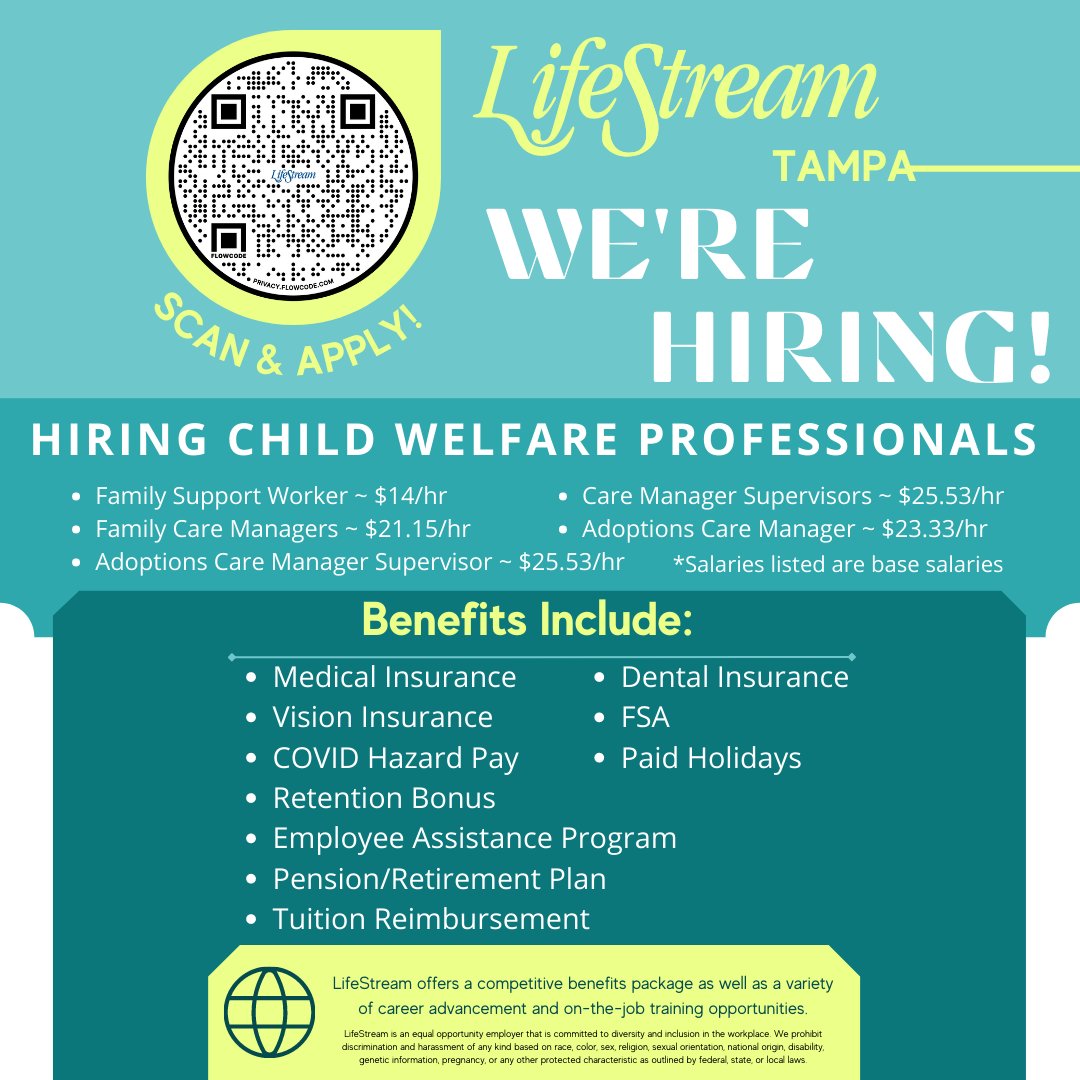 LifeStream_FL's tweet image. Tampa Area! We're hiring! To view all vacancies: lsbc.net/join-our-team/
#WeAreHiring #TampaJobs