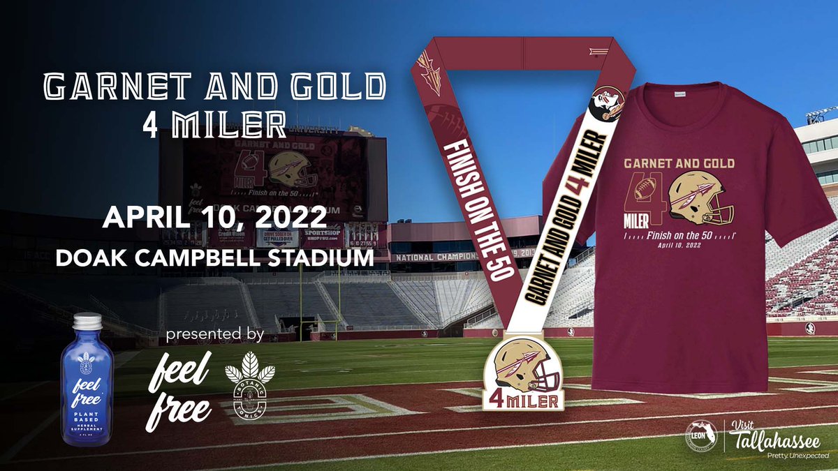 SeminoleEvents's tweet photo. The Garnet and Gold 4-Miler is less than 2 weeks away!

Register at https://t.co/qjMXenlmEG and finish on the 50 in Doak on April 10! https://t.co/xwzFtYzeHj