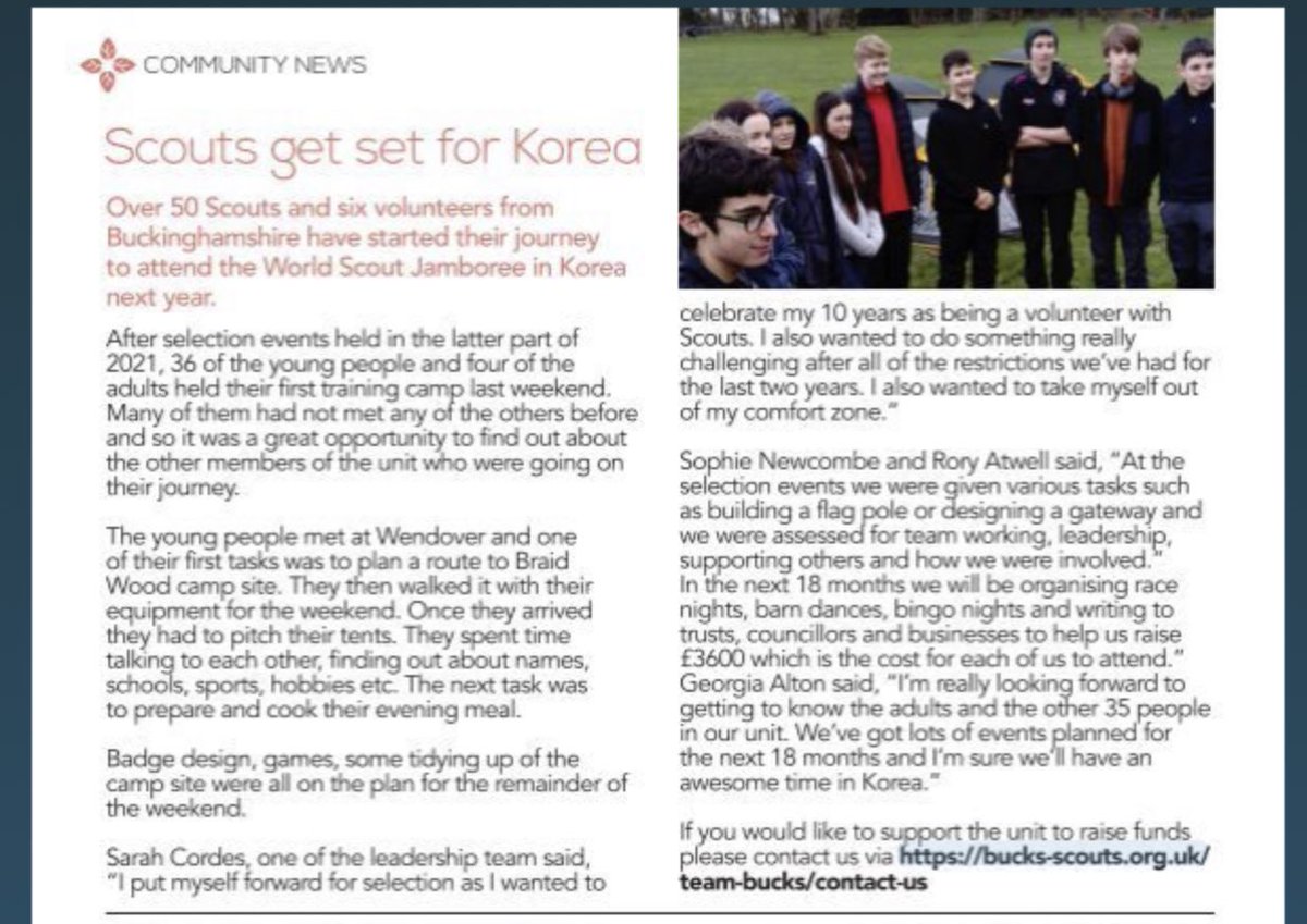 For those who didn’t see the magazine here is the article about the <a href="/bucksscouts/">BucksScout</a> #bucksscouts