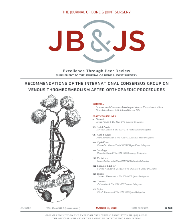 JBJS Supplement - Recommendations of the International Consensus Group on Venous Thromboembolism after Orthopaedic Procedures ow.ly/r4zi50Ilf4f
