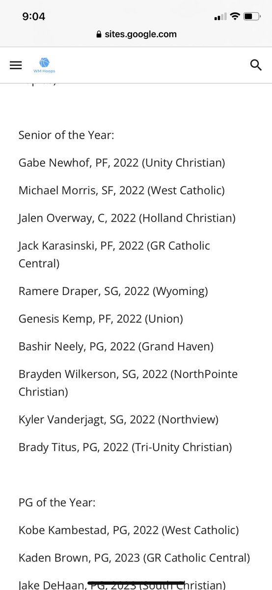 Honored to be considered for these honors. <a href="/wm_hoops/">WM Hoops</a>