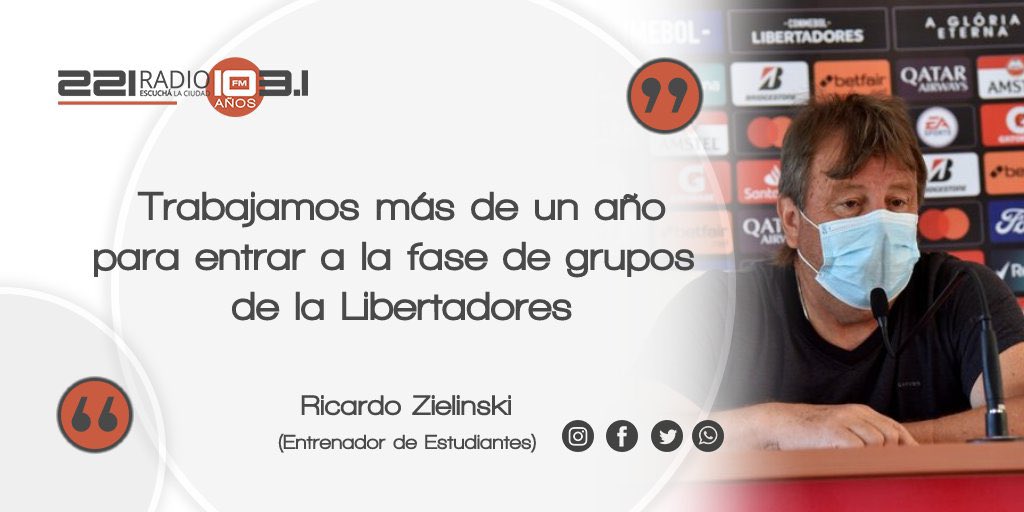 221radio's tweet photo. #221Fútbol #EDLP | Ricardo Zielinski: "Trabajamos más de un año para entrar a la fase de grupos de la Libertadores"

🗣️El entrenador de @EdelpOficial habló del esfuerzo que hizo el equipo para meterse en la zona de grupos de la @Libertadores

Escuchalo👉https://t.co/DmgQpUpS9L https://t.co/0DICJr0QAb
