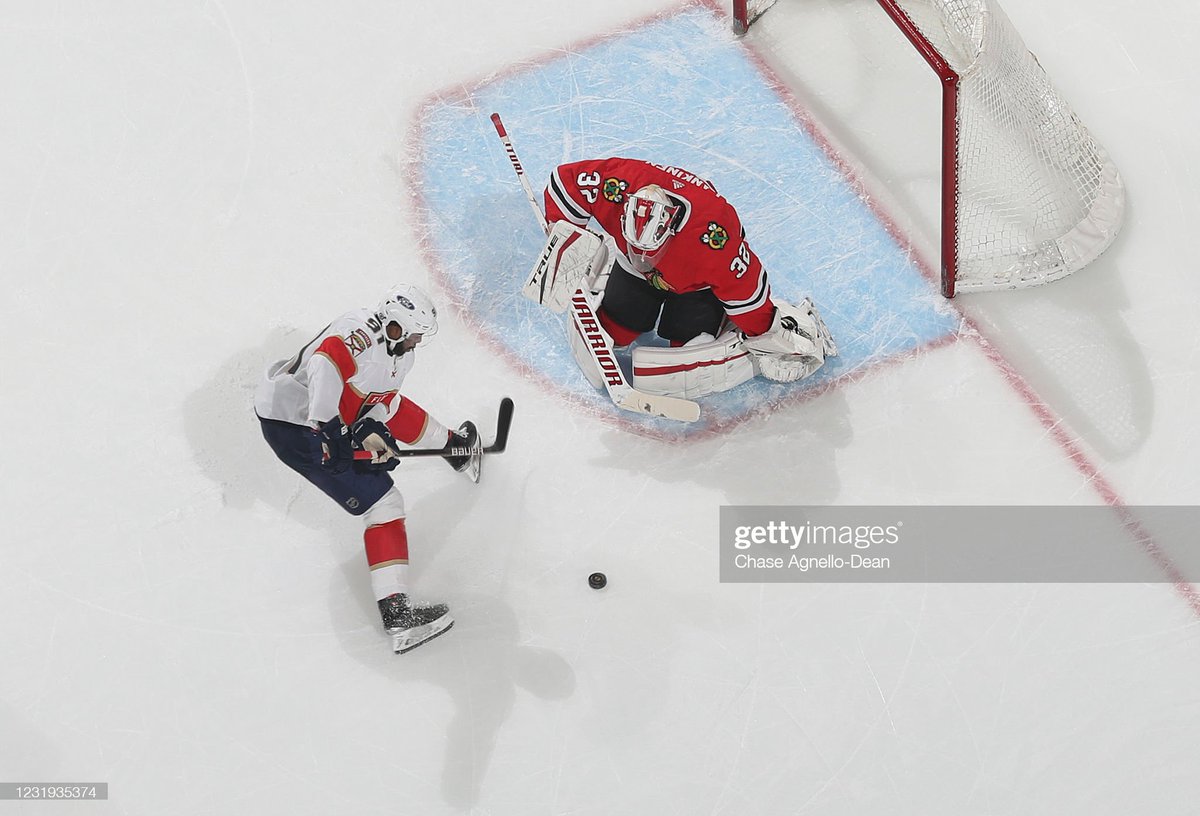 2021: Kevin Lankinen (41 saves) and Chicago Blackhawks defeat Florida Panthers, 3-0. https://t.co/GjVpXt06B2 https://t.co/4X4KlznPE6