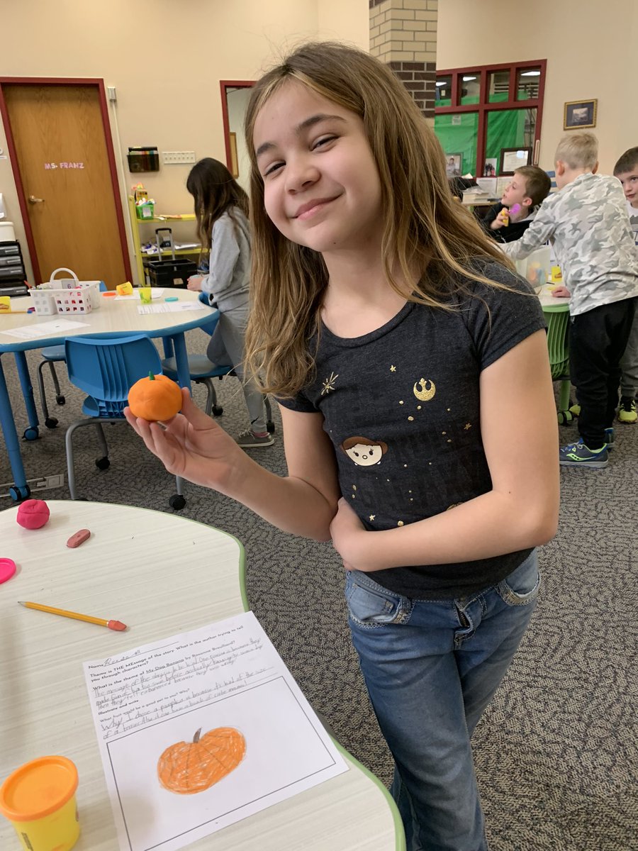 BigTreeReads's tweet image. Third graders listened to “My Pet Banana” by R. Broulliard to listen for theme in a story. We then created our own bet fruit/vegetable! Lots of smiles and giggles talking about taking a pumpkin for a walk 🎃