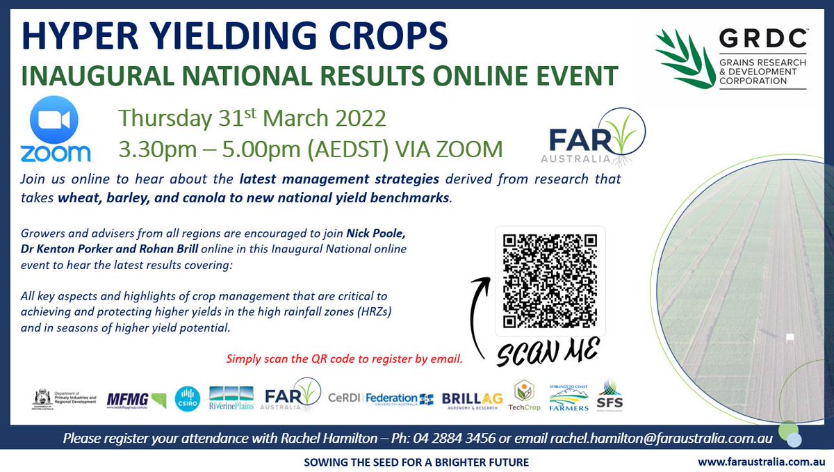 far_australia's tweet photo. How did we achieve 6t/ha of Canola in 2021? Can we achieve 7t/ha this coming season? Join us online on 31st March and listen to our HYC Canola research lead to find out more https://t.co/5xrcKn328D
@theGRDC @GRDCNorth @GRDCWest @GRDCSouth https://t.co/UwPiXmFh7z