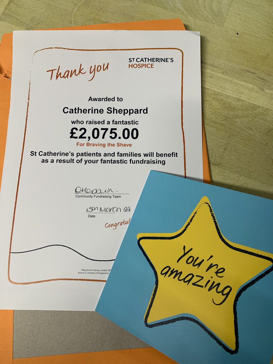 Tweeklet's tweet image. Lovely to receive my certificate and a hand written card from @StCHospice today