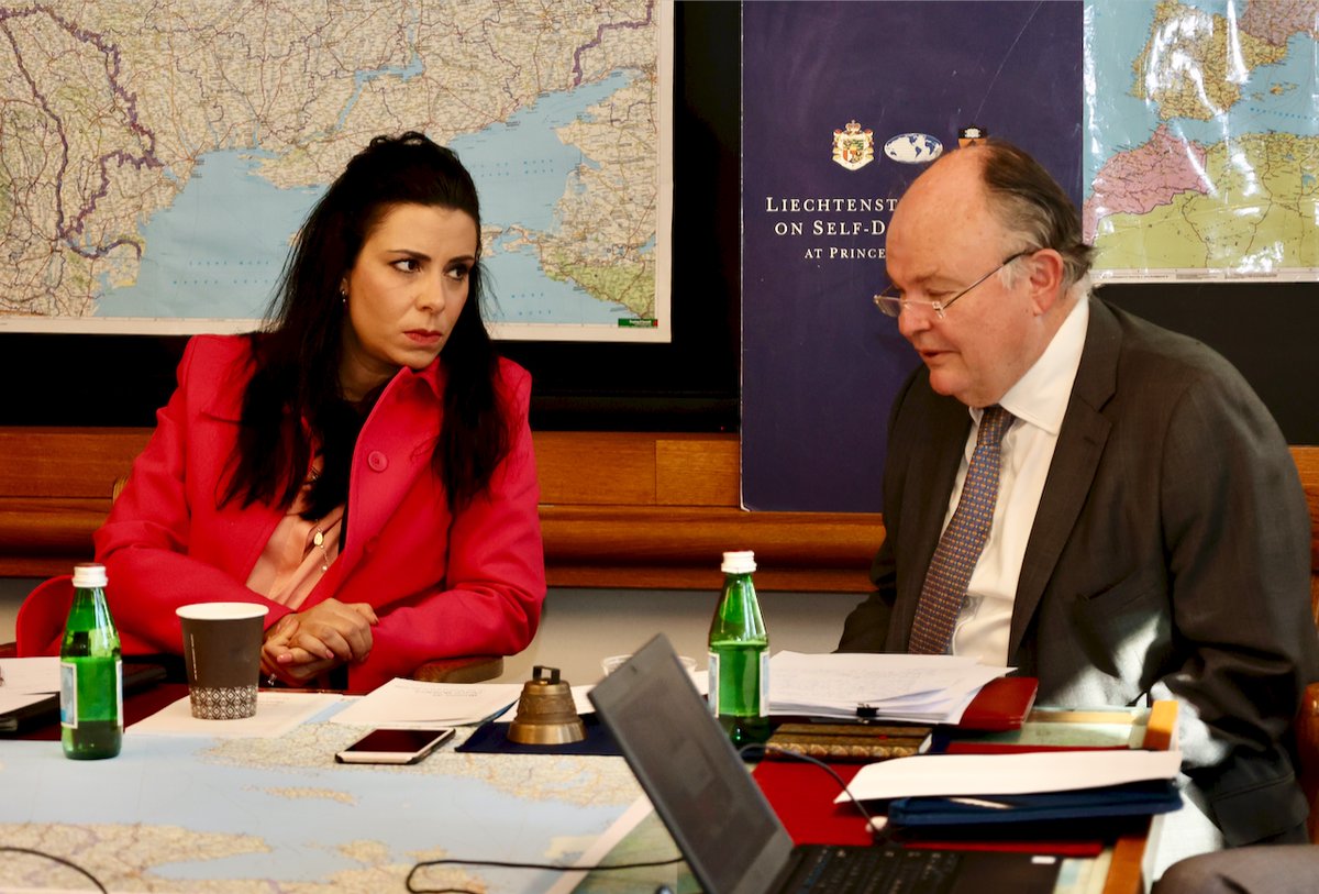 PrincetonLISD's tweet photo. A timely discussion today with FM @DominiqueHasler on self-determination in the context of the war in #Ukraine. https://t.co/TJMhPUpT15