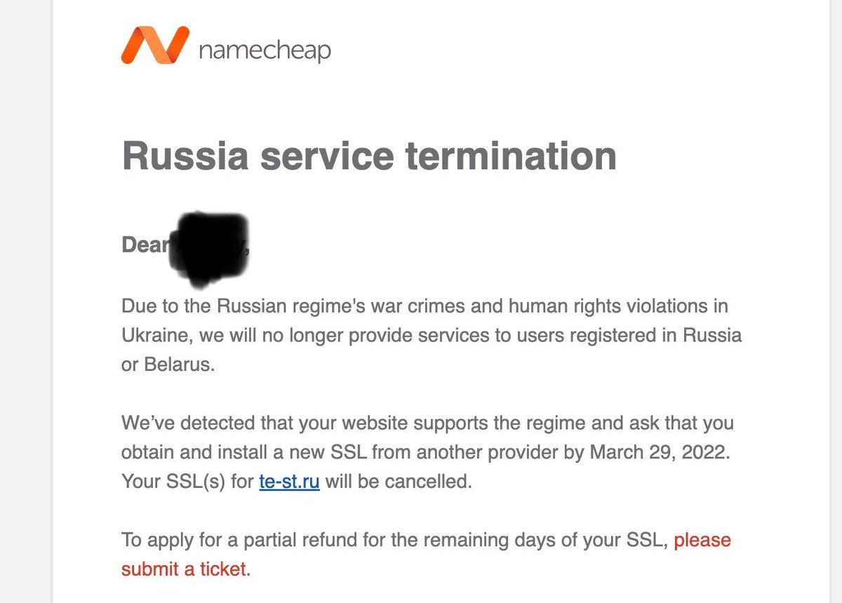 Cautionary tale: <a href="/Namecheap/">Namecheap.com</a> <a href="/SlackHQ/">Slack</a> &amp; <a href="/Mailchimp/">Intuit Mailchimp</a> have pulled their service to civil society voices in #Russia &amp; #Belarus.

In no-doubt-well-meaning haste they're trying to impose costs on #Putin. But they skipped due diligence &amp; are now silencing some of his fiercest critics🧵1/
