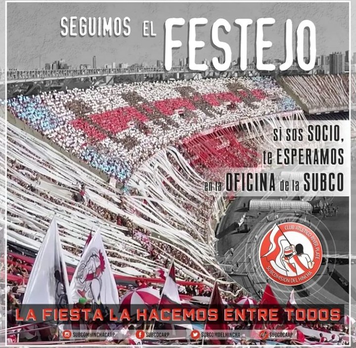 alerp91218's tweet photo. #Superclasico | Fiesta
La @SubComDelHincha convoca a los socios este jueves y viernes a partir de las 18 horas en el anillo, sector de la #Subco para colaborar con la fiesta para el domingo. https://t.co/IIgXwfuWHi