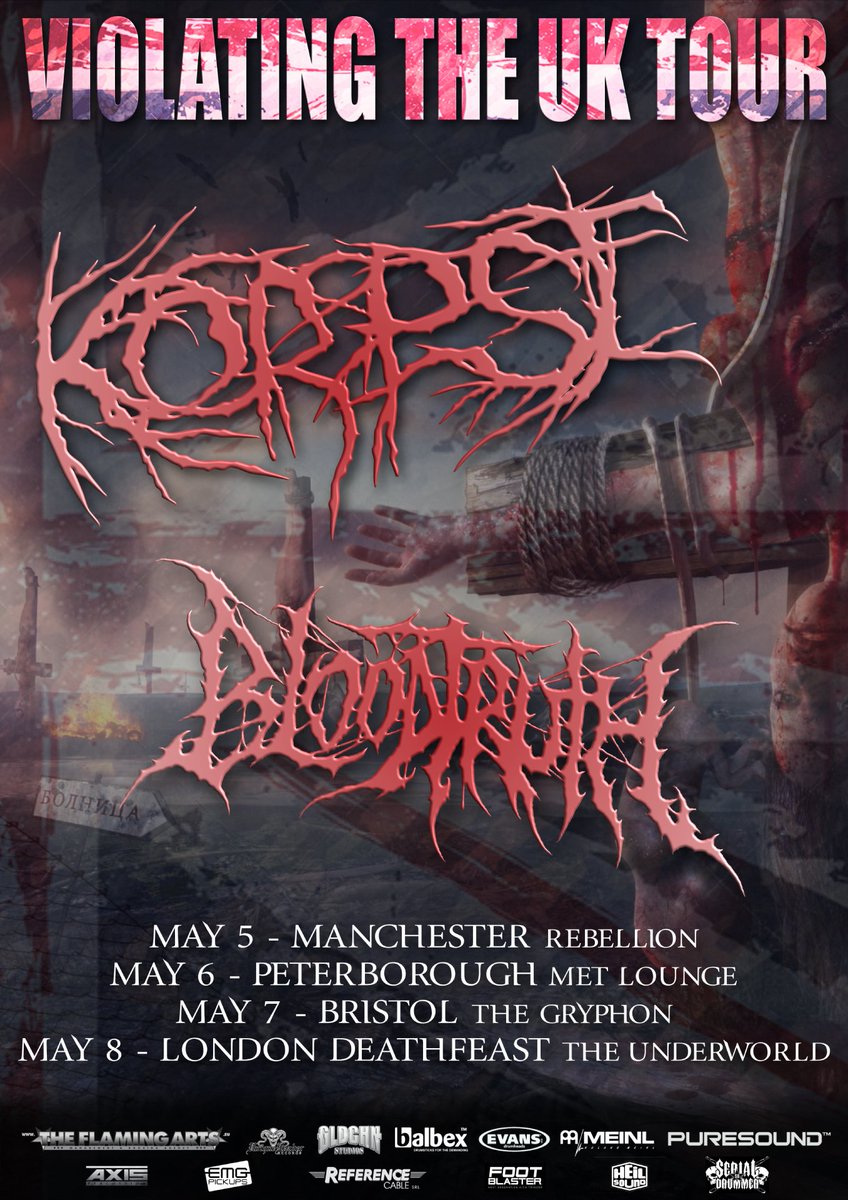 LuisGrowl's tweet photo. The @BloodtruthBand war-machine is ready for a short UK tour with @Korpsesbdm!

• 05/05/2022 - Rebellion (Manchester).
• 06/05/2022 - The Met Lounge (Peterborough).
• 07/05/2022 - The Gryphon (Bristol).
• 08/05/2022 - @TheUnderworld (London). https://t.co/9GC6Gr0ZUT