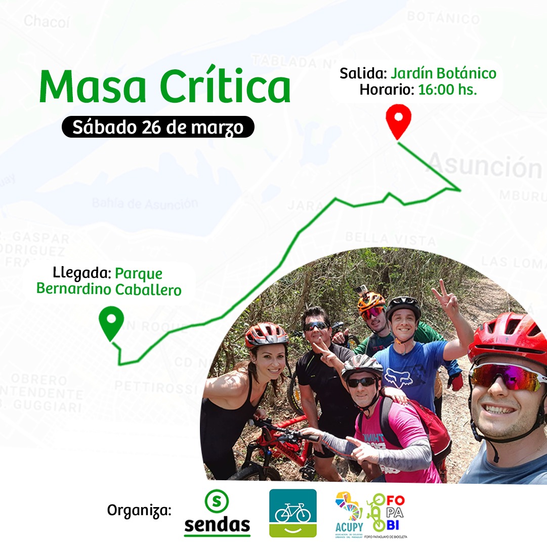 Este Sábado 26 de Marzo nos sumamos a Masa Crítica! 

Un movimiento de bicicletas en las calles, para celebrar el ciclismo y para afirmar los derechos del ciclista en las calles.

Este movimiento nace como respuesta al exceso de tráfico, la falta de respeto y de conciencia social
