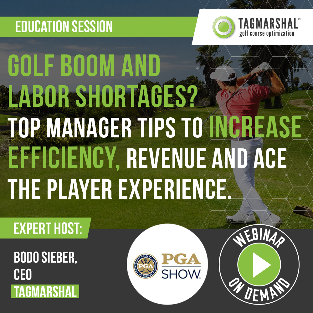 tagmarshal's tweet photo. Watch this webinar on-demand and learn how top golf managers are driving continuous improvement through optimization and generating additional revenue, while delivering optimal player experiences: https://t.co/T0SXUsheId #golfcartgps #golfoptimization #techinnovation #pgashow https://t.co/es4deKo8ip