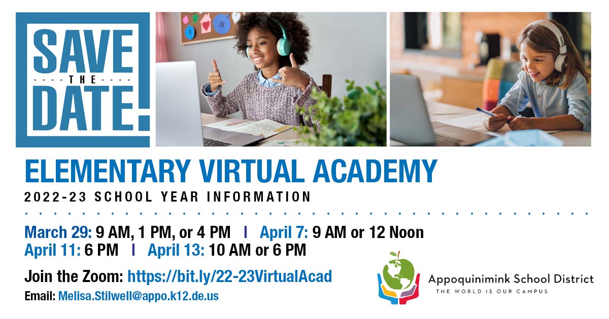 Join us to learn about K-5 Virtual Academy options for the 2022-23 School Year. You'll meet VA Principal Melisa Stilwell who will answer your questions and discuss how our successful program works. For dates and times edne.tw/n778649