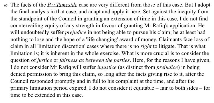 Very good to see a clear distinction here between ‘prejudice’ and ‘injustice’ when considering applications. The CPR doesn’t conflate them, and nor should parties: bailii.org/ew/cases/EWHC/…