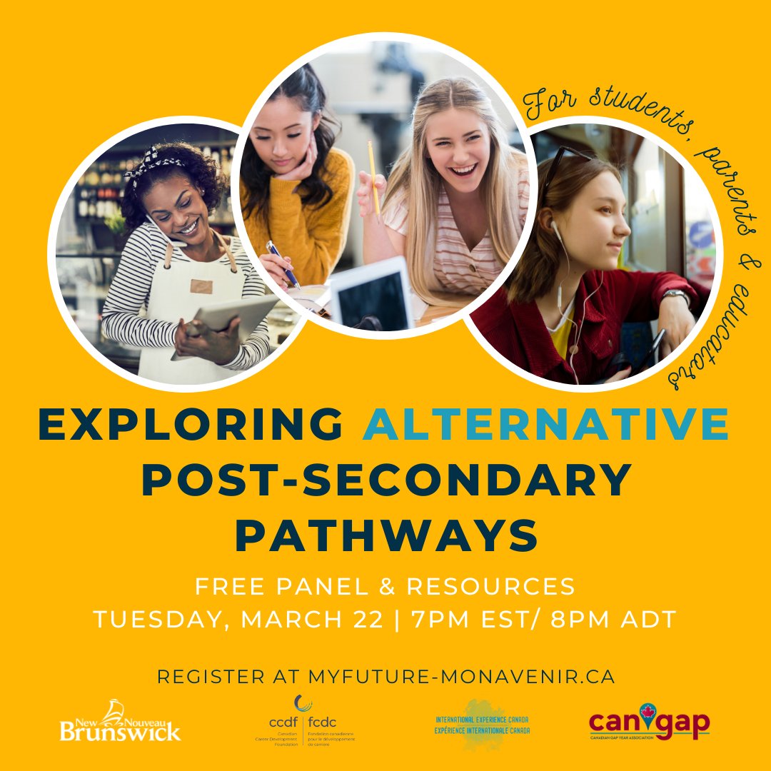 SareenaHopkins's tweet photo. This free event (Tuesday, March 22 at 7 pm EST) will offer insights and information on alternative post-secondary pathways for students, parents, educators, and career practitioners. Register at https://t.co/hVkgnhVKZw https://t.co/zsfmHeKPQP