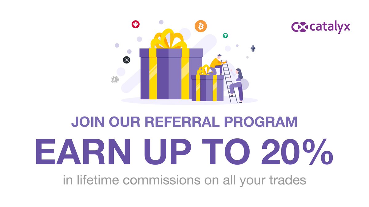 CatalyxExchange's tweet photo. Who doesn’t love payday?

Now’s your chance to earn a daily passive income!

Refer people to us and earn up to 20% on all their trades, with no cap and no limits on the crypto type.

Anyone referred receives 10% off on all trades for the first 6 months!

https://t.co/6YsuuOLvL7 https://t.co/jzo8CUm37Q