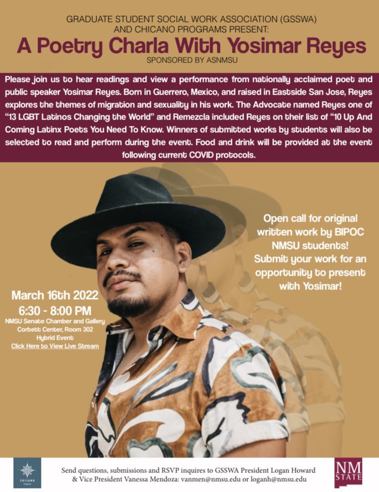Hello everyone! Don’t forget we have our amazing guest Yosimar Reyes’ event happening today. Make sure to come out, support, and learn!