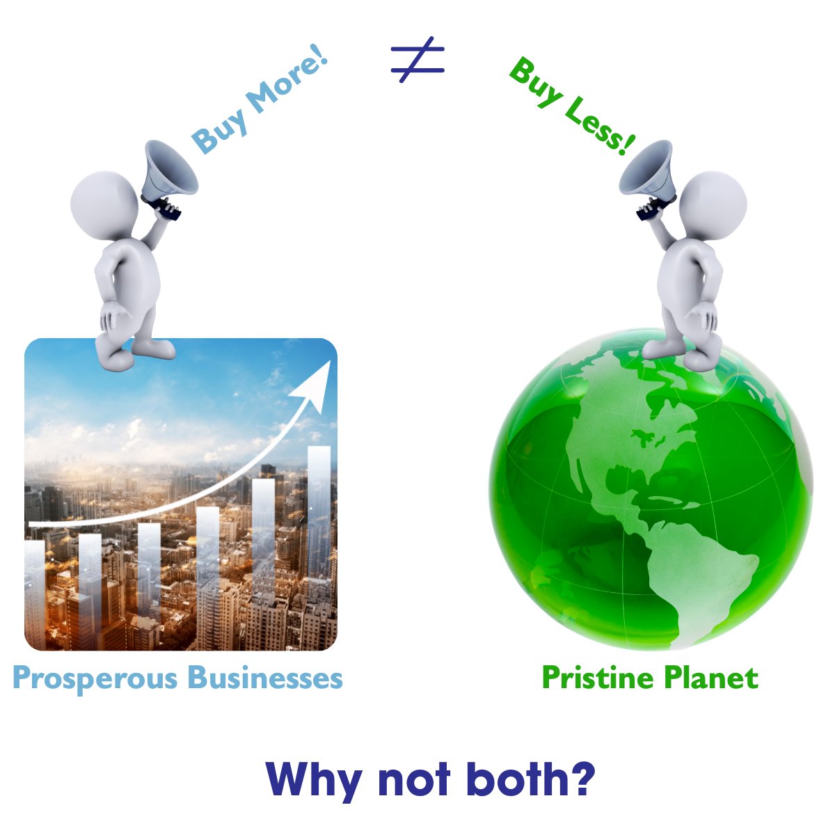 I invite you to engage in a thought experiment with me.
How might we  create a world with both a pristine environment AND thriving businesses?  Conflicting messages of buying more or buying less won't get us there. 
Any ideas?
#theoryofconstraints  #climatechange #conflicts