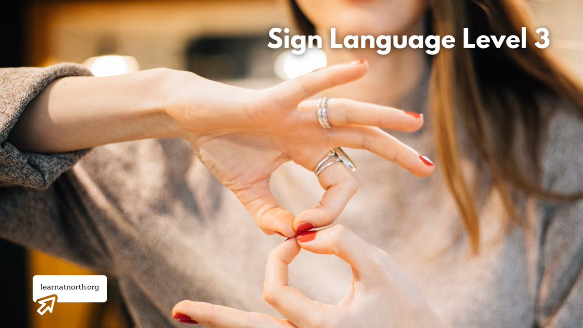learnatnorth's tweet image. Have you taken our Basic Sign Language class? Level 3 begins April 7th. This class is an extension of the Basic Sign Language class with more vocabulary, sentence grammar, and facial expressions. Register today!

#signlanguage #learnsignlanguage #learnsign #ASL #ASLclasses