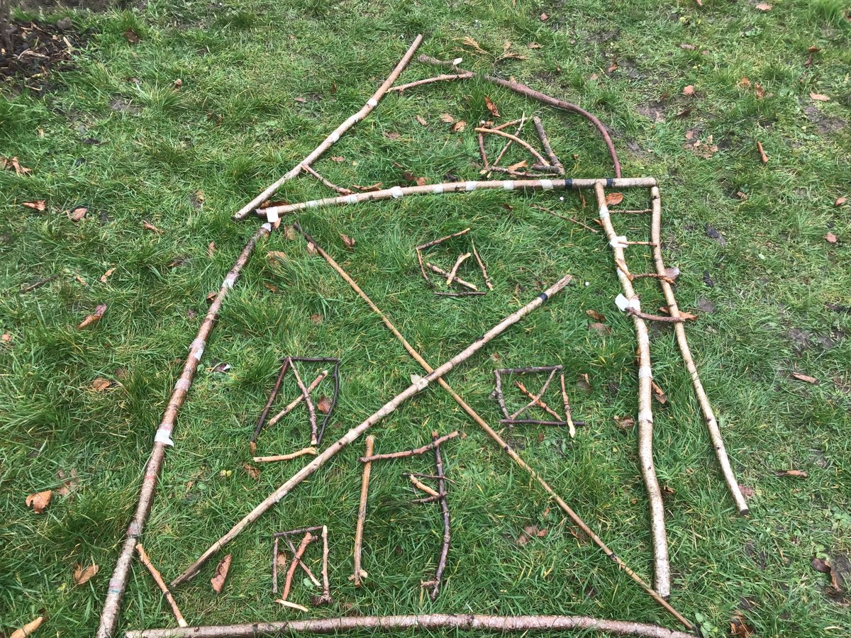 YsgolHiraddug's tweet photo. Some brilliant team work in Year 5's outdoor classroom today while creating 2D shape pictures. We have also found a way to draw a perfect circle! @_OLW_ #dirtyteaching #mathsoutdoors https://t.co/yAFBvwO5XS