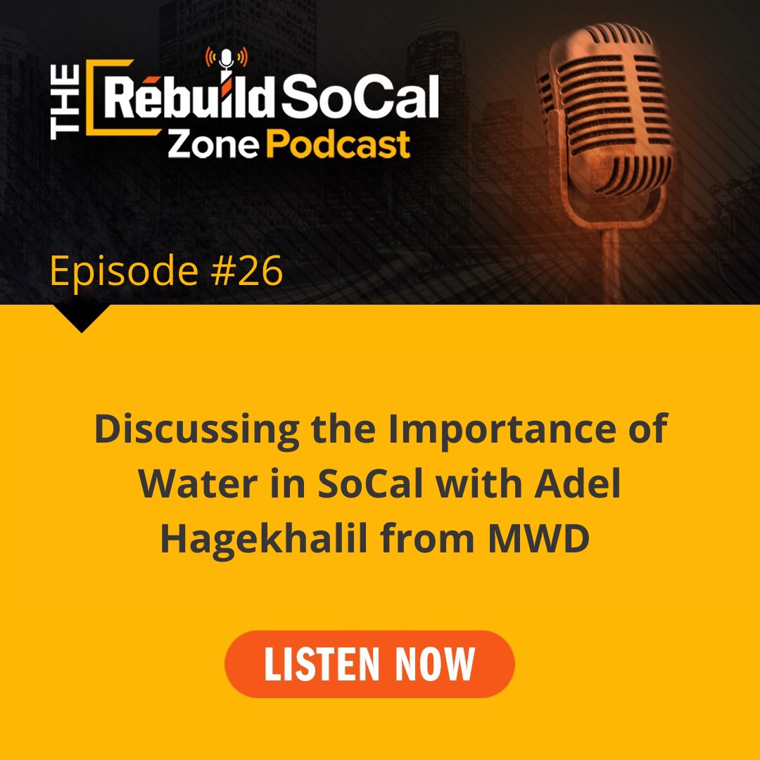 RebuildSoCal's tweet photo. π§ New Episode π§ "Our job is to ensure that when you turn the tap, water comes out... under all conditions." - Adel Hagekhalil of @mwdh2o, on The Rebuild SoCal Zone. Listen now on iTunes, Spotify or wherever you find your podcasts. π§ππ οΈπ§ποΈ #RebuildSoCal https://t.co/OnKCqztOIK