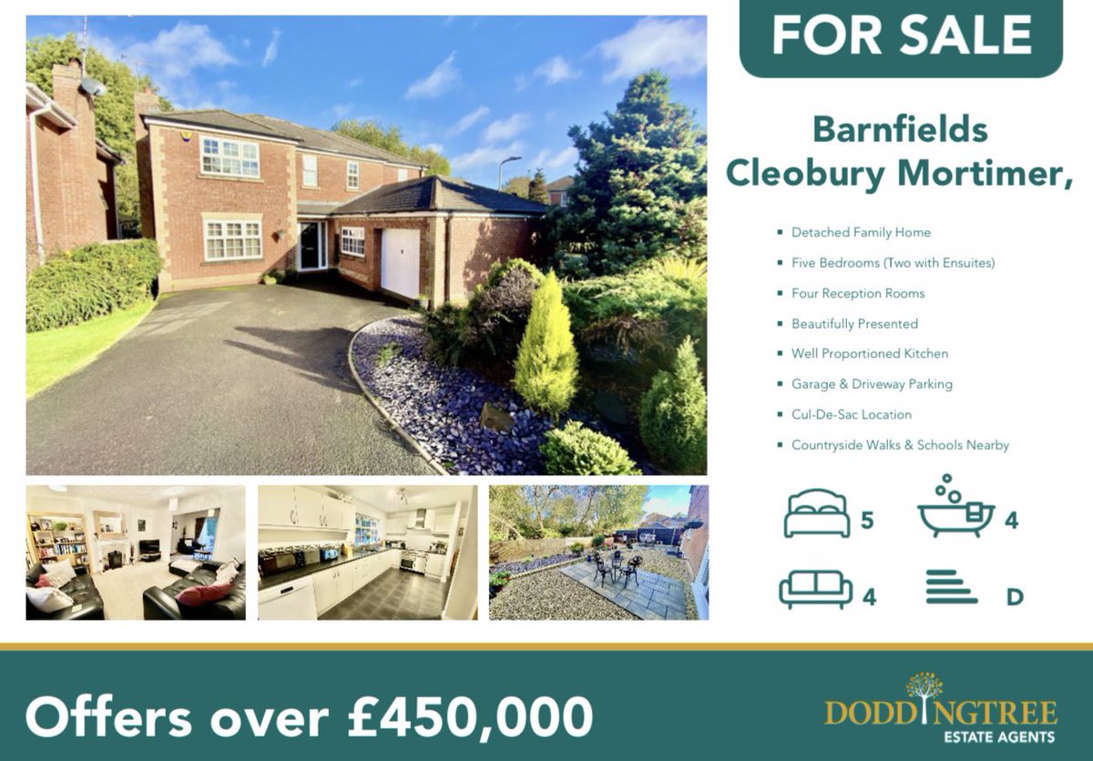 Five bedroom detached family home in a cul-de-sac location within Cleobury Mortimer. DM or call us for details. #bewdley #kidderminster #stourport #cleobury #worcestershire