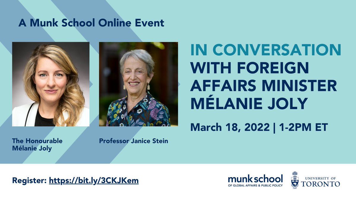 This Friday, I will be in Toronto speaking at the @MunkSchool.   Join me and @SteinJanice as we discuss Canada’s response to Russia’s invasion of Ukraine. bit.ly/3Ihbpoq