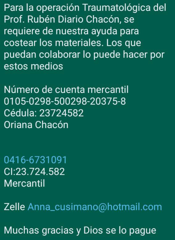 #ServicioPúblico Ayudemos al Prof. Ruben Chacón.