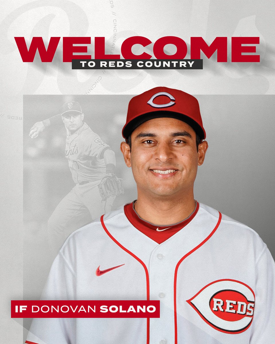 The #Reds today signed free agent IF Donovan Solano to a one-year deal for  the 2022 season. Welcome to Cincinnati, Donovan!