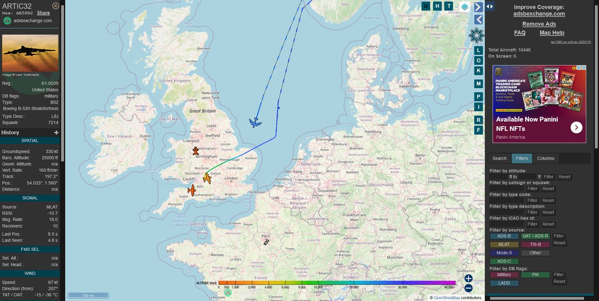 GrammarDomin8rx's tweet photo. Just woke up a while ago, checking on all our metal birds now and awww yeah B52 #ARTIC32 went to play with NATO (at least that's what I'm assuming lol) ^_^
#flightradar24 #OSINT #NATO https://t.co/6yJTy9M1pQ